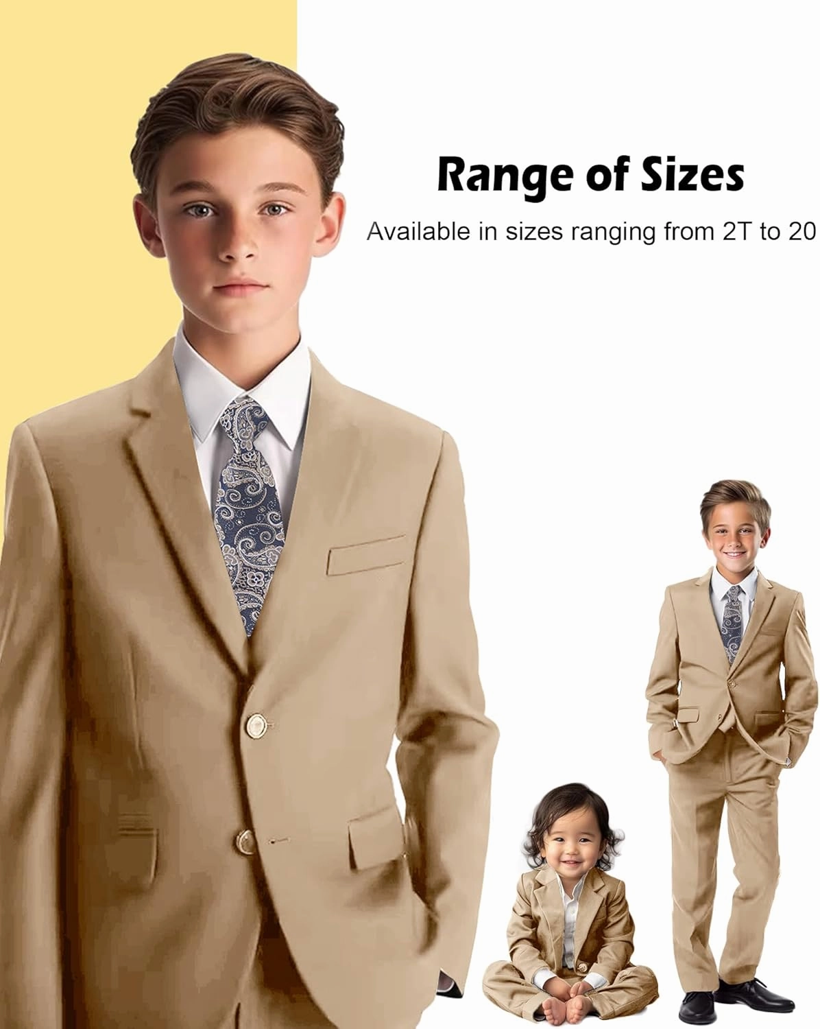 Boys’ Formal Suit 5 Piece Set, Toddler Tuxedos for Wedding, Suits for Teens Boy Dress School Clothes