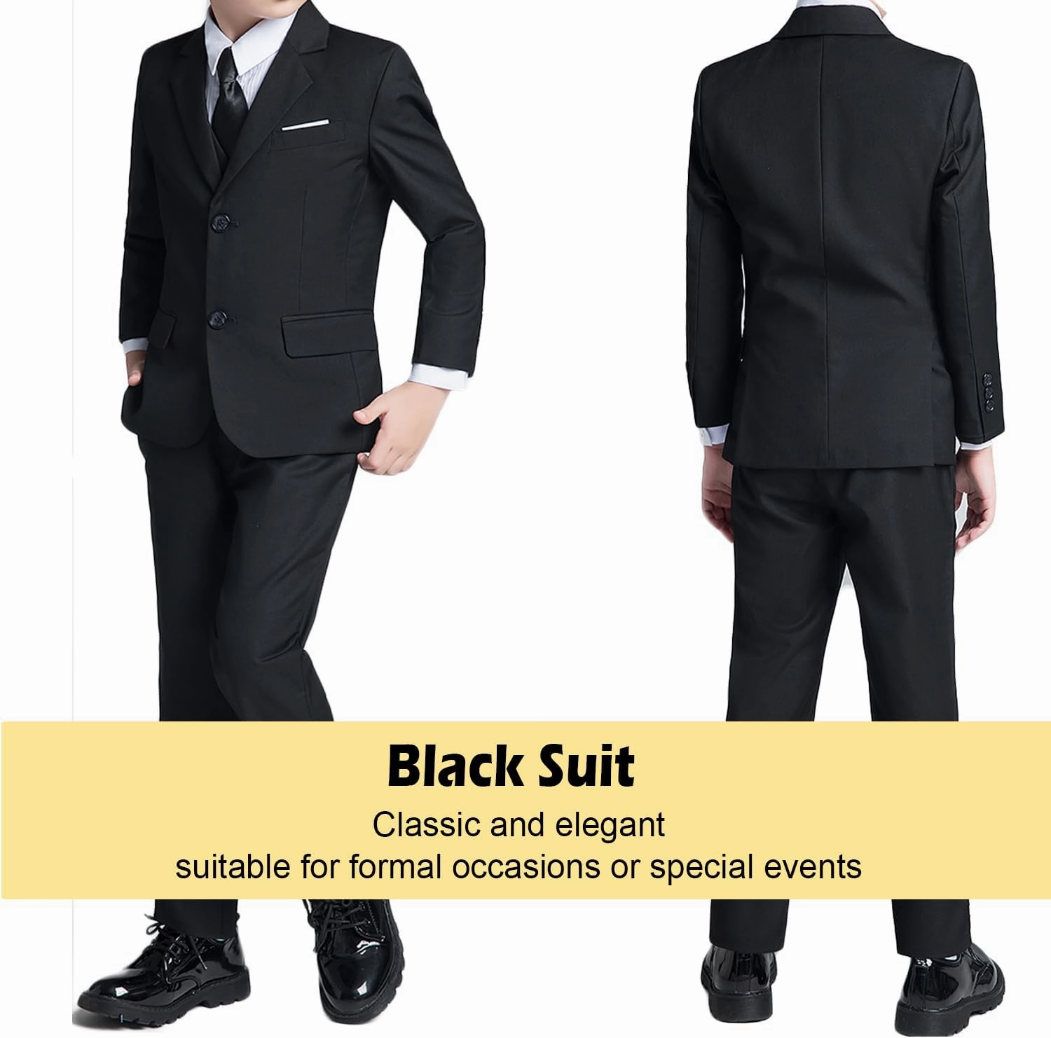 Boys’ Formal Suit 5 Piece Set, Toddler Tuxedos for Wedding, Suits for Teens Boy Dress School Clothes