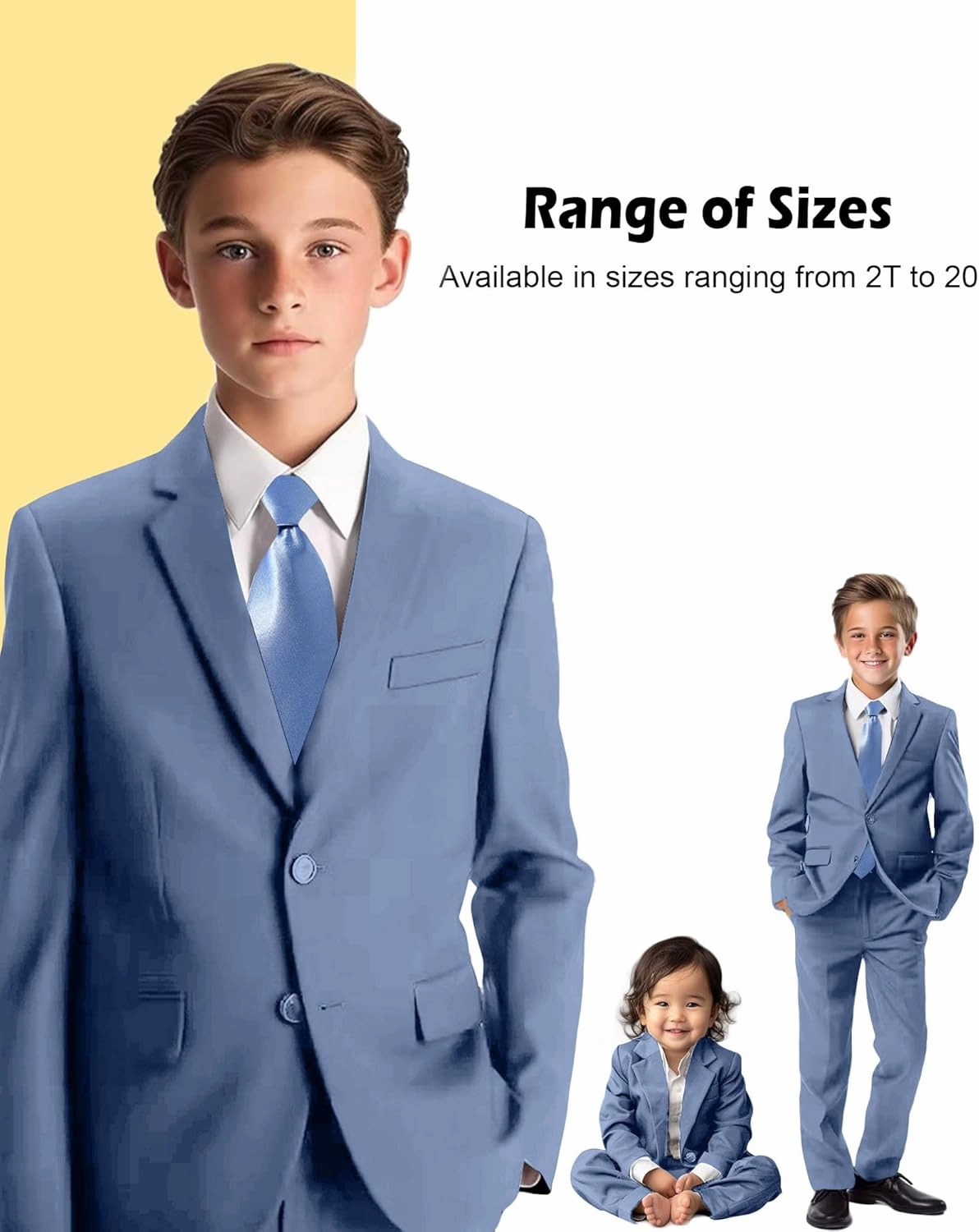 Boys’ Formal Suit 5 Piece Set, Toddler Tuxedos for Wedding, Suits for Teens Boy Dress School Clothes