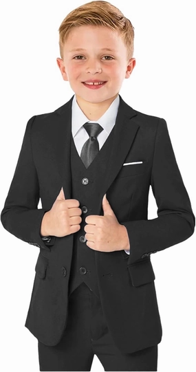 Boys’ Formal Suit 5 Piece Set, Toddler Tuxedos for Wedding, Suits for Teens Boy Dress School Clothes