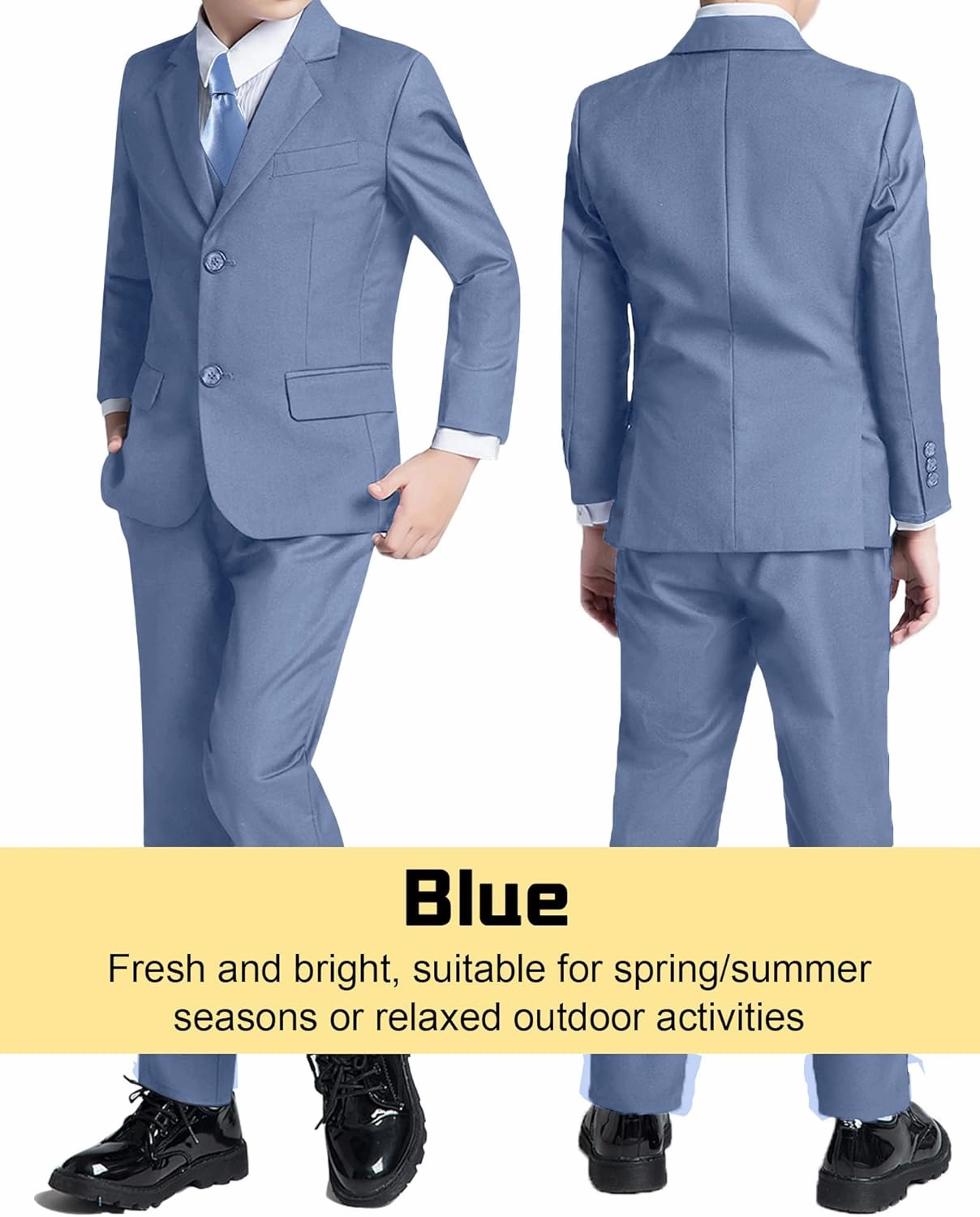 Boys’ Formal Suit 5 Piece Set, Toddler Tuxedos for Wedding, Suits for Teens Boy Dress School Clothes
