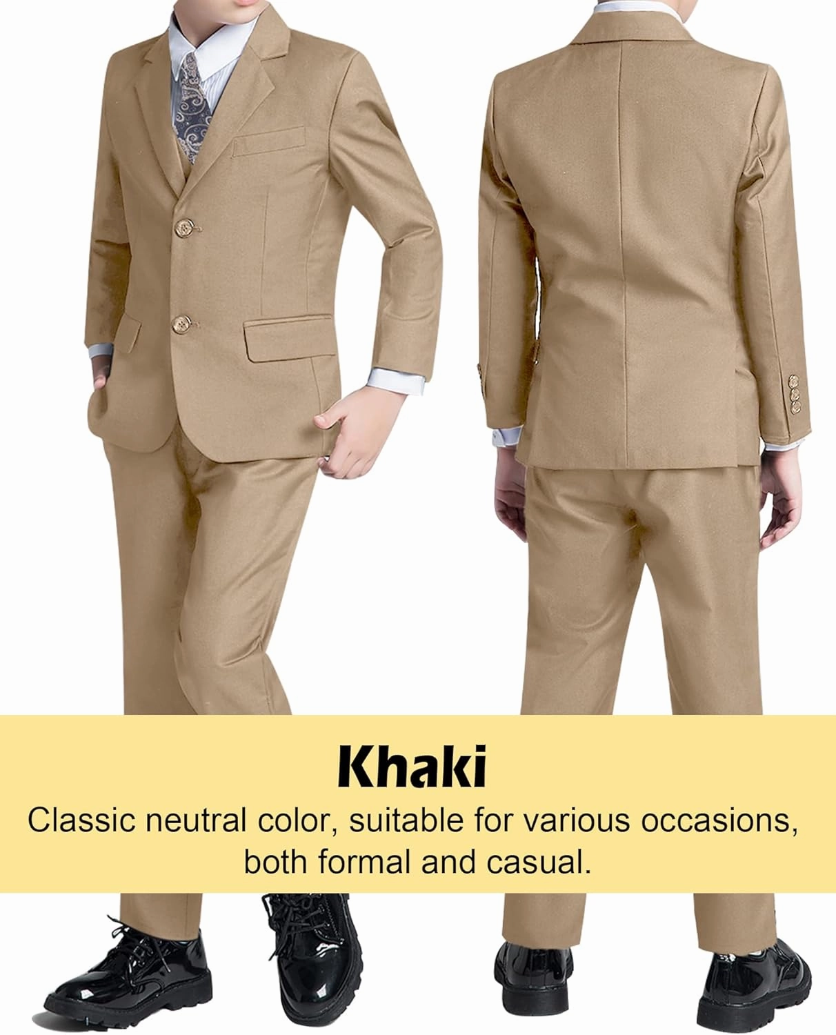 Boys’ Formal Suit 5 Piece Set, Toddler Tuxedos for Wedding, Suits for Teens Boy Dress School Clothes