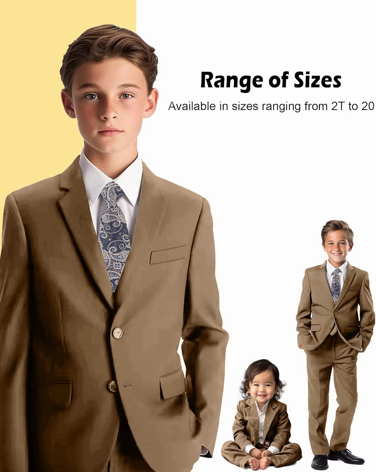 Boys’ Formal Suit 5 Piece Set, Toddler Tuxedos for Wedding, Suits for Teens Boy Dress School Clothes