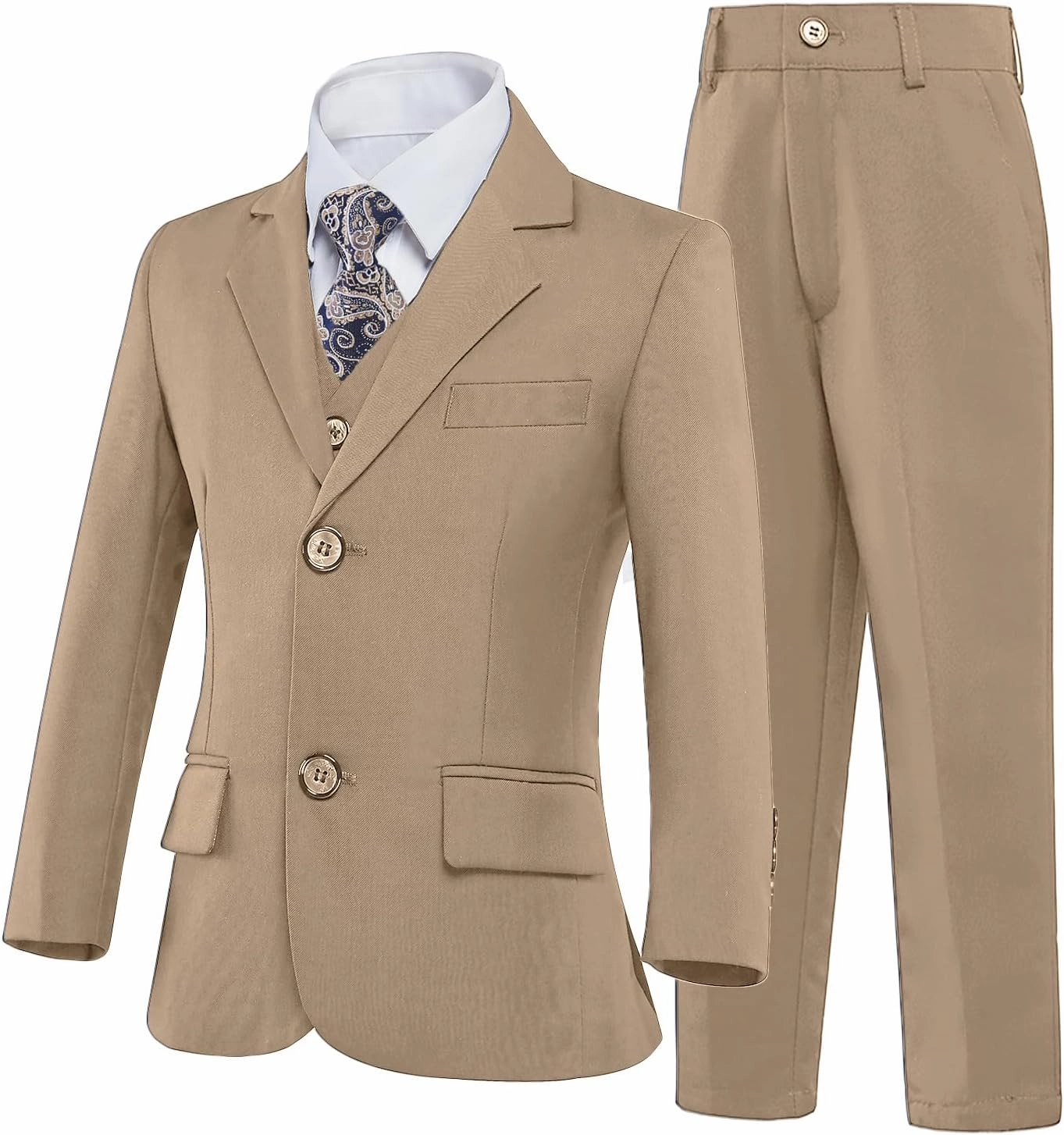 Boys’ Formal Suit 5 Piece Set, Toddler Tuxedos for Wedding, Suits for Teens Boy Dress School Clothes