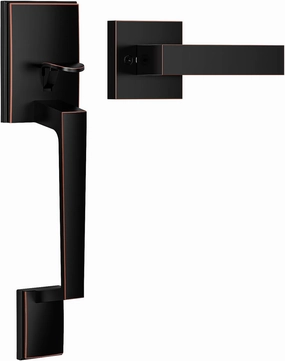 Brightify Modern Exterior Front Door Handle With Passage Lever - Entry No Lock, Reversible for Left & Right Handed, Lower Half Grip - Oil Rubbed Bronze