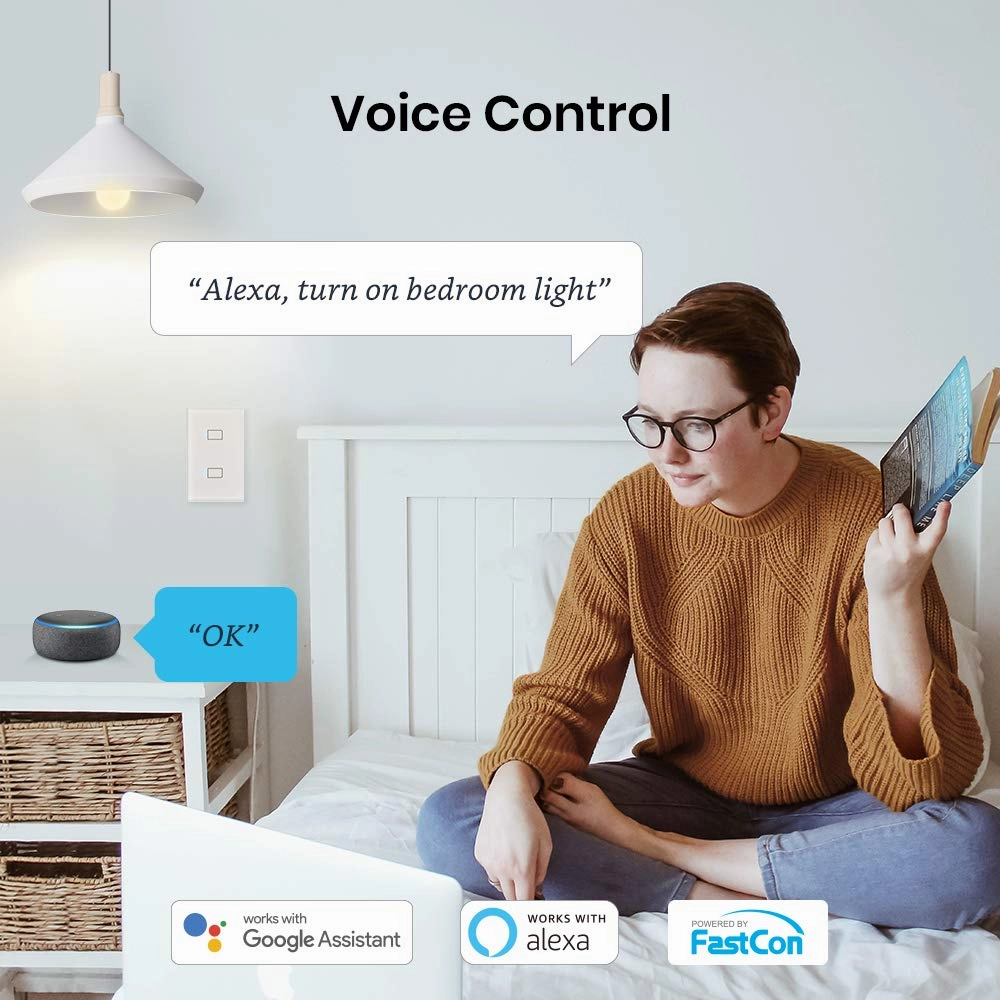 BroadLink Smart Light Switch, No Neutral Wire Required, Single Pole with App and Voice Control, 1-Gang Touch Timer Switch, Compatible with Alexa, Google Assistant, IFTTT, Siri Shortcuts, Hub Included
