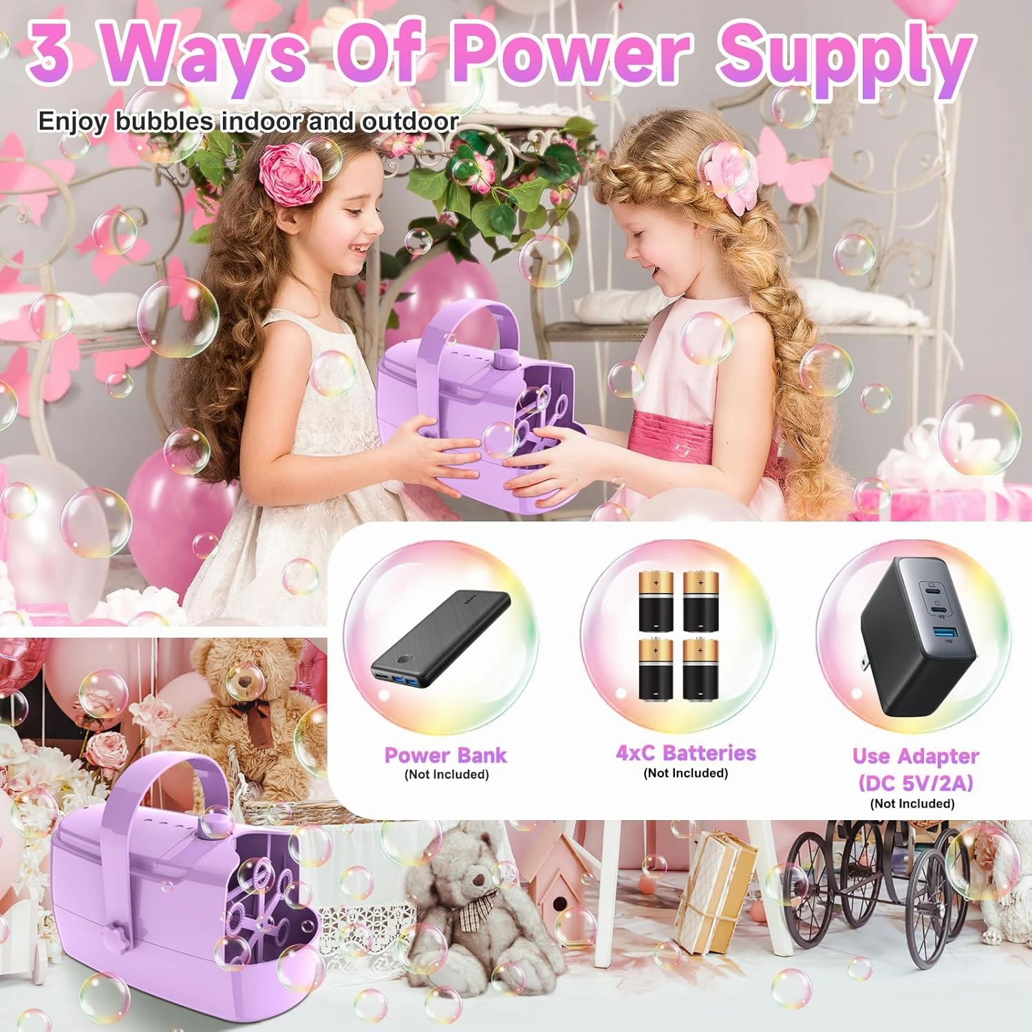 Bubble Machine Automatic Bubble Maker: Durable Bubble Blower 18000  Big Bubbles Per Minute for Indoor Outdoor Wedding Birthday Party - Portable Bubble Machine for Kids Toddlers