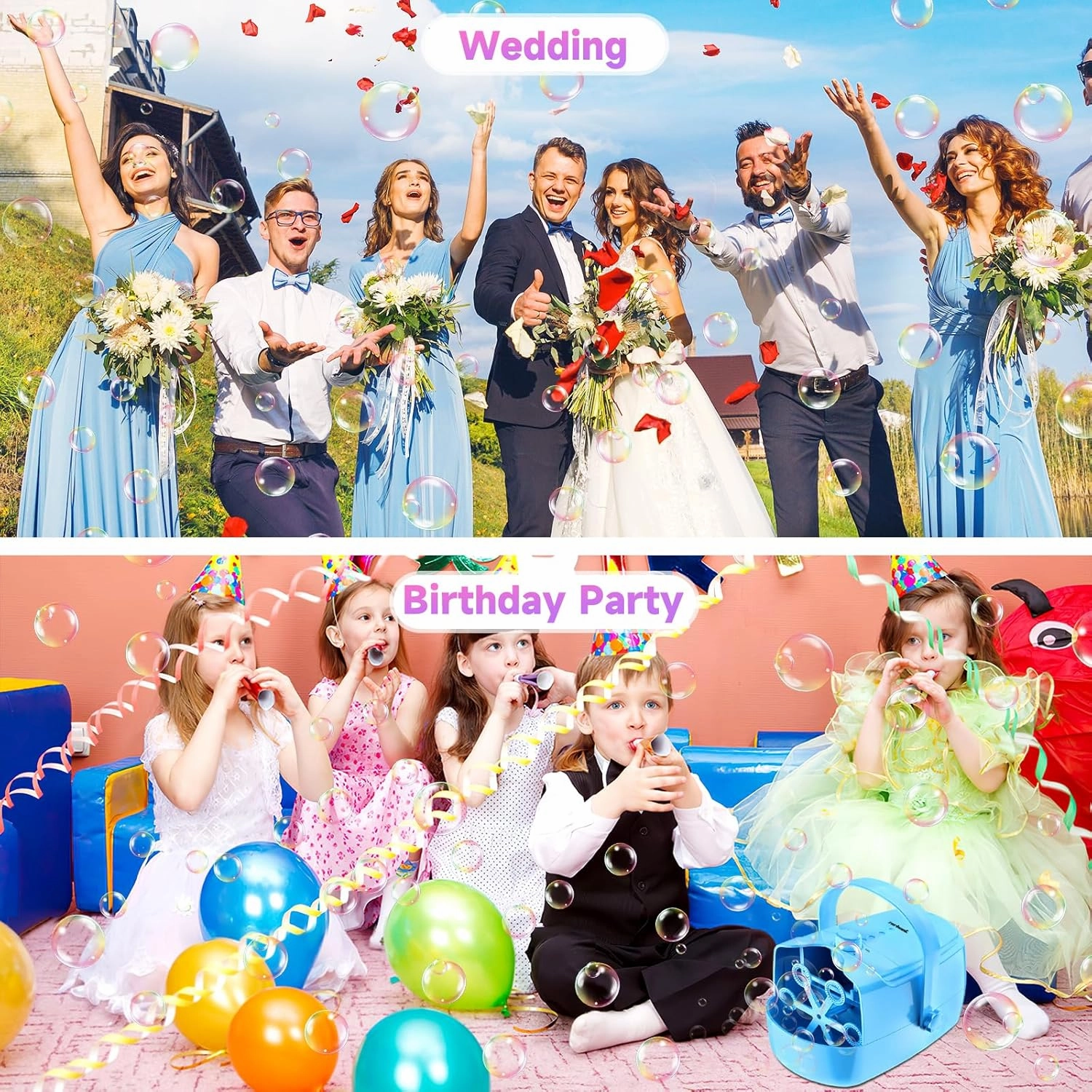 Bubble Machine Automatic Bubble Maker: Durable Bubble Blower 18000  Big Bubbles Per Minute for Indoor Outdoor Wedding Birthday Party - Portable Bubble Machine for Kids Toddlers