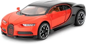 Bugatti Chiron Model Car - 1/32 Scale Alloy, Sound & Lights, Pull Back Function, Ages 3-8 (Red)
