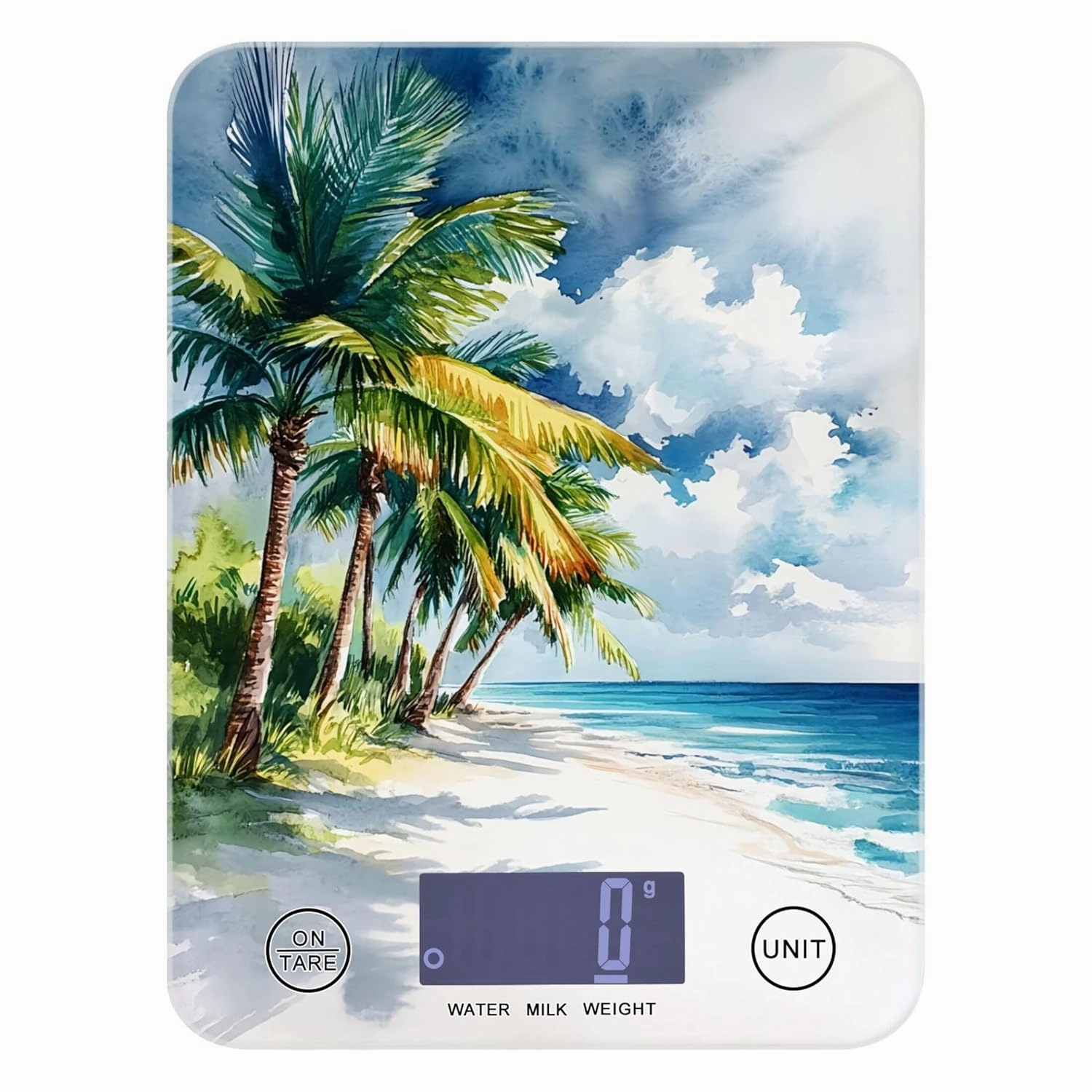 Burbuja Beach Palm Trees Food Scale for Weight Loss, Digital Kitchen Scale Weight Grams and Ounces with LCD Display & Tare Function Accurate for Baking Cooking