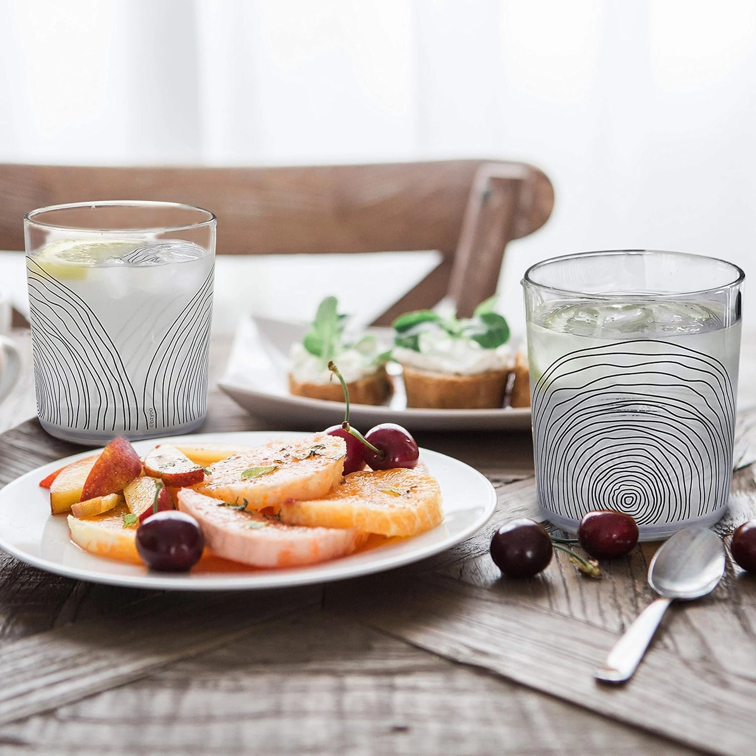 bzyoo BPA-Free Designed Dishwasher Safe 14 oz Plastic Tumbler Set which is Durable and Stackable Great For Parties Holidays Anniversaries (6 PCS, Organica Black)