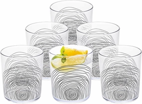 bzyoo BPA-Free Designed Dishwasher Safe 14 oz Plastic Tumbler Set which is Durable and Stackable Great For Parties Holidays Anniversaries (6 PCS, Organica Black)