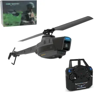 C128 Scout Drone with 1080P Camera, Military Remote Control Helicopter for Adults, 2.4G 4CH Aerial Vehicle Reconnaissance, Take Off/Landing, 6-Axis Gyro RC Aircraft Helicopter (1 Battery)