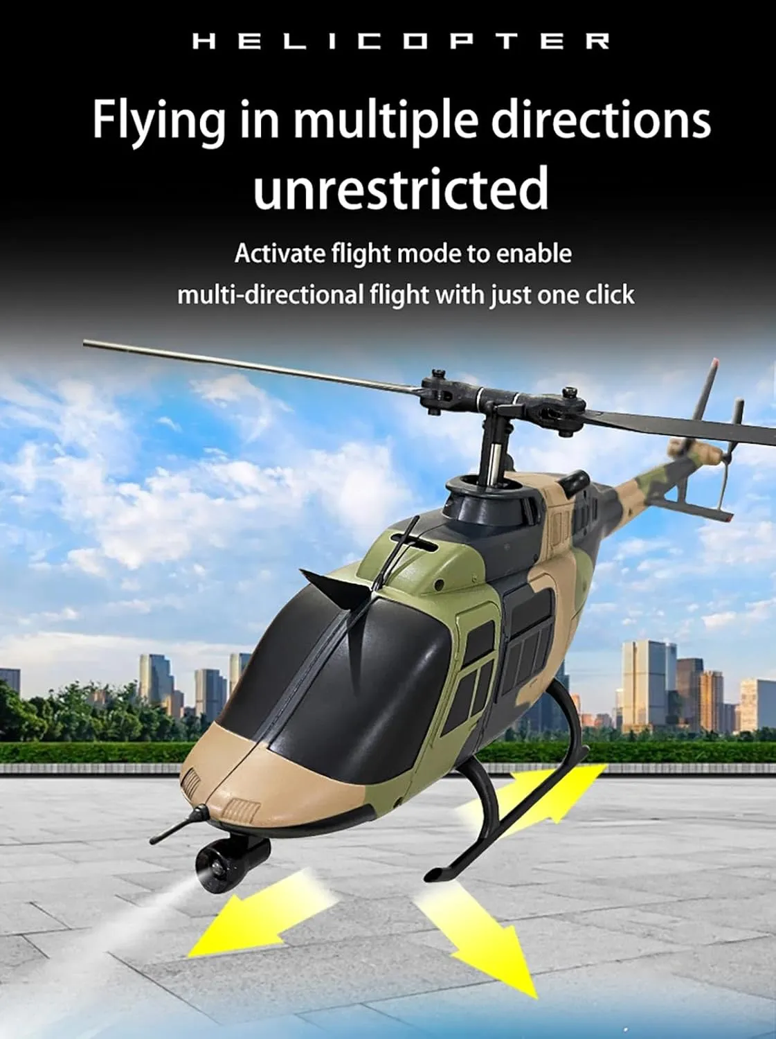 C138 Bell206 Remote Control Helicopter for Adults, 1:33 RC Helicopter 2.4G 6CH RTF Single Propeller Aileron Free, Six-axis Gyroscope, Modular Battery, One-Touch Function (2 Batteries)