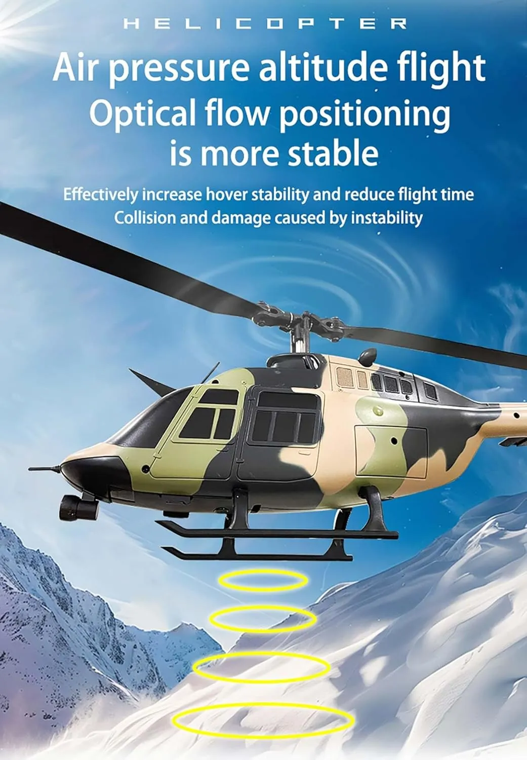 C138 Bell206 Remote Control Helicopter for Adults, 1:33 RC Helicopter 2.4G 6CH RTF Single Propeller Aileron Free, Six-axis Gyroscope, Modular Battery, One-Touch Function (2 Batteries)