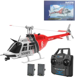 C138 Bell206 Remote Control Helicopter for Adults, 1:33 RC Helicopter 2.4G 6CH RTF Single Propeller Aileron Free, Six-axis Gyroscope, Modular Battery, One-Touch Function (2 Batteries)