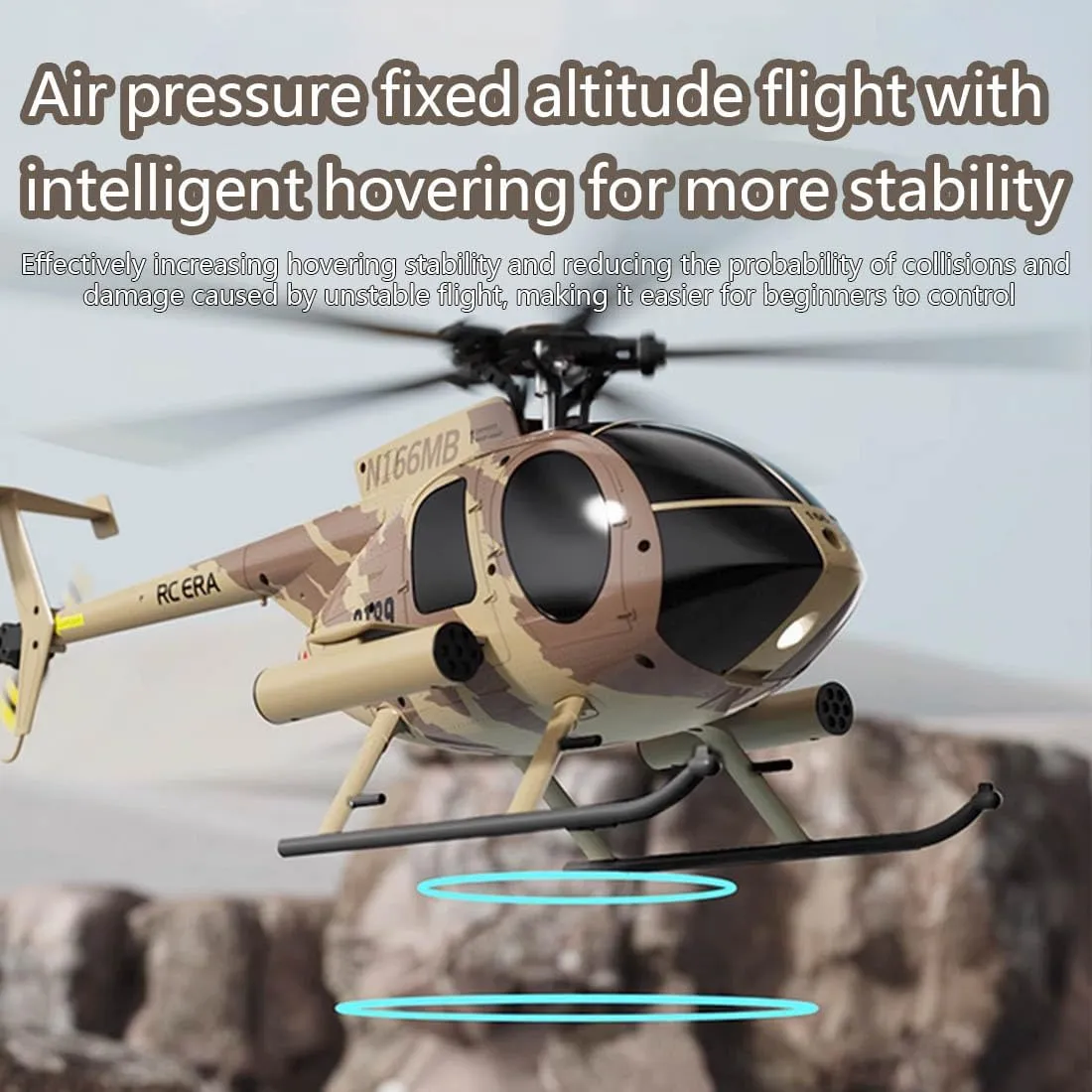 C189 Remote Control Helicopter, MD500 RC Helicopter Model, 1/28 Scale 4CH Single-Rotor Helicopter with 6-Axis Gyro and Brushless Motor, 2.4GHz RC Aircraft for Adults (Camouflage(2 Batteries))