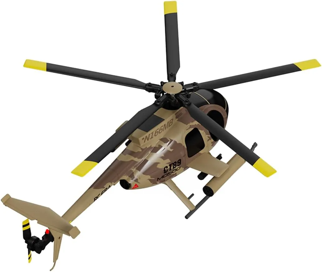 C189 Remote Control Helicopter, MD500 RC Helicopter Model, 1/28 Scale 4CH Single-Rotor Helicopter with 6-Axis Gyro and Brushless Motor, 2.4GHz RC Aircraft for Adults (Camouflage(2 Batteries))