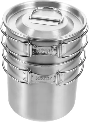 Camping Cooking Equipment Set Metal Drinking Cup Folding Handle Tea Mug for Outdoor Activities