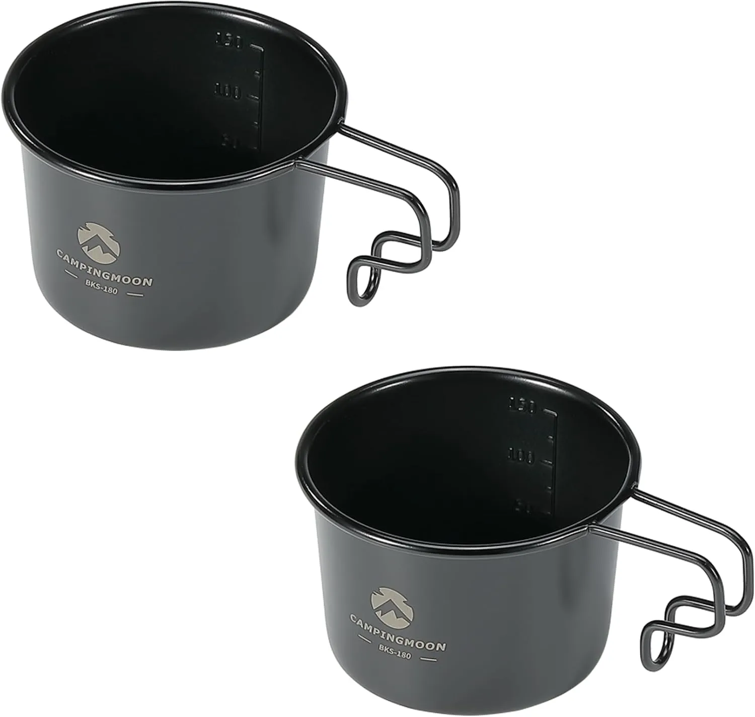 CAMPINGMOON 2pcs 160ml Little Camping Mug Cup 304 Stainless Steel Small Black BKS-180-2P