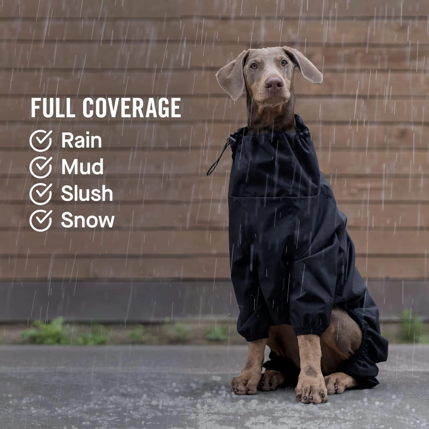 Canada Pooch Dog Slush Suit Dog Bodysuit for Rain and Snow Full Body Dog Suit Water-Resistant Dog Onesie (Black, 18 (17-19" Back Length))