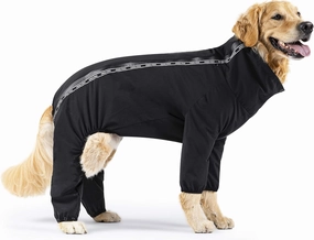 Canada Pooch Dog Slush Suit Dog Bodysuit for Rain and Snow Full Body Dog Suit Water-Resistant Dog Onesie (Black, 18 (17-19" Back Length))