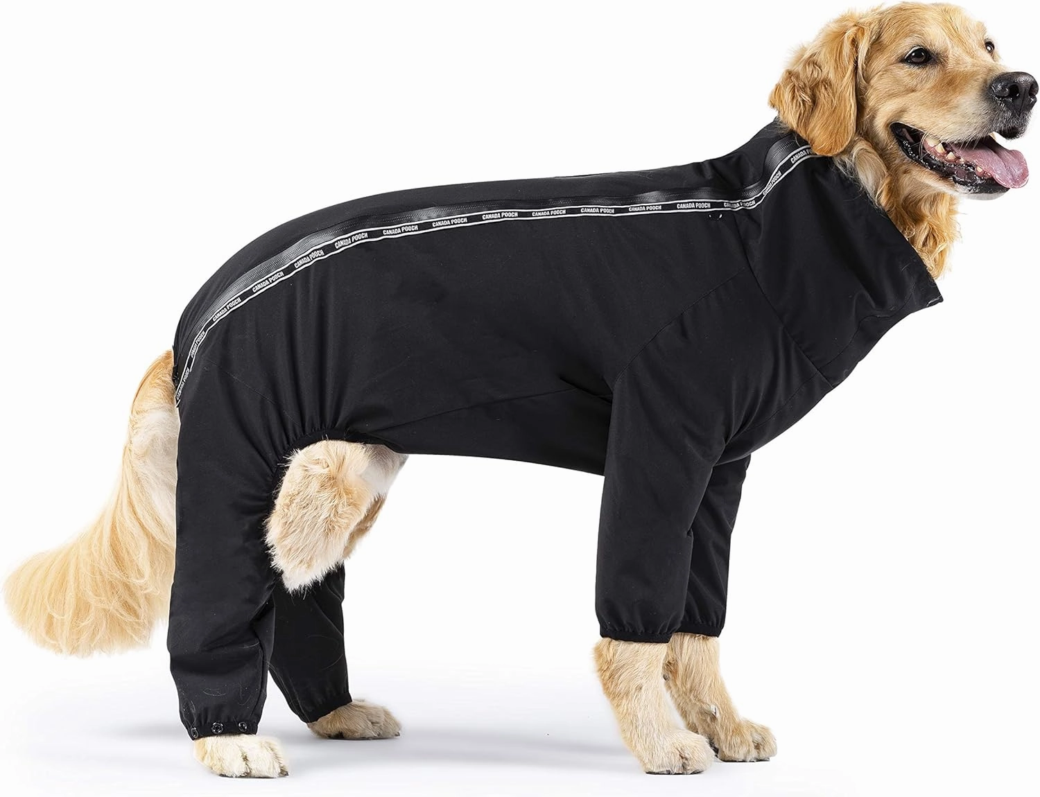 Canada Pooch Dog Slush Suit Dog Bodysuit for Rain and Snow Full Body Dog Suit Water-Resistant Dog Onesie (Black, 18 (17-19" Back Length))