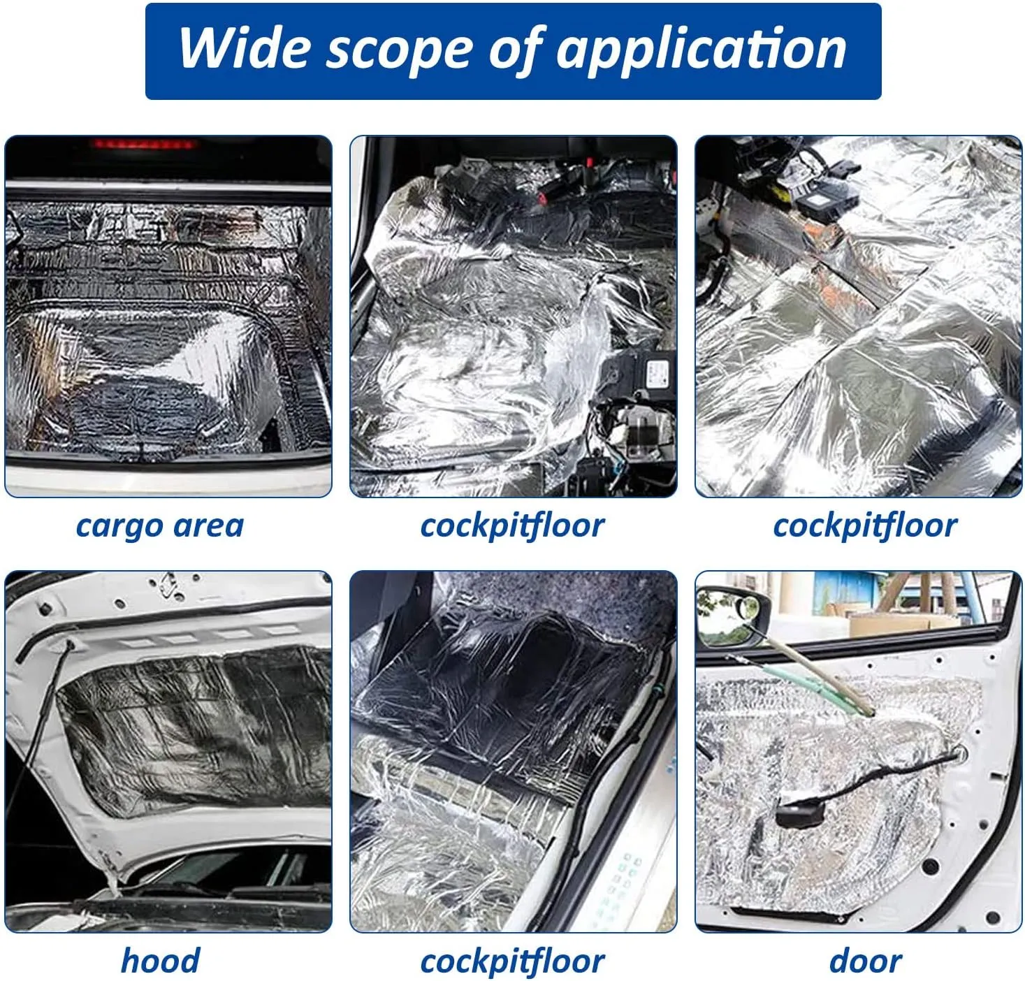 Car Heat Sound Deadening Insulation Mat, - 197 Mil 10.8 Sqft Automobile Sound Deadening & Heat Insulation Material for Auto Hood Engine Roof Door and Trunk,40 Inch x 40 Inch, Aluminum Foil Finish