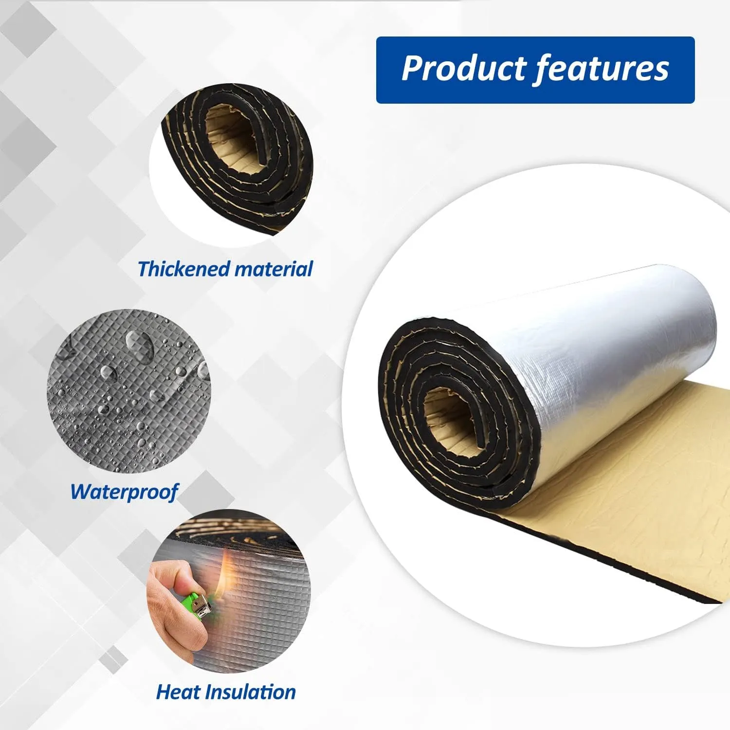 Car Heat Sound Deadening Insulation Mat, - 197 Mil 10.8 Sqft Automobile Sound Deadening & Heat Insulation Material for Auto Hood Engine Roof Door and Trunk,40 Inch x 40 Inch, Aluminum Foil Finish