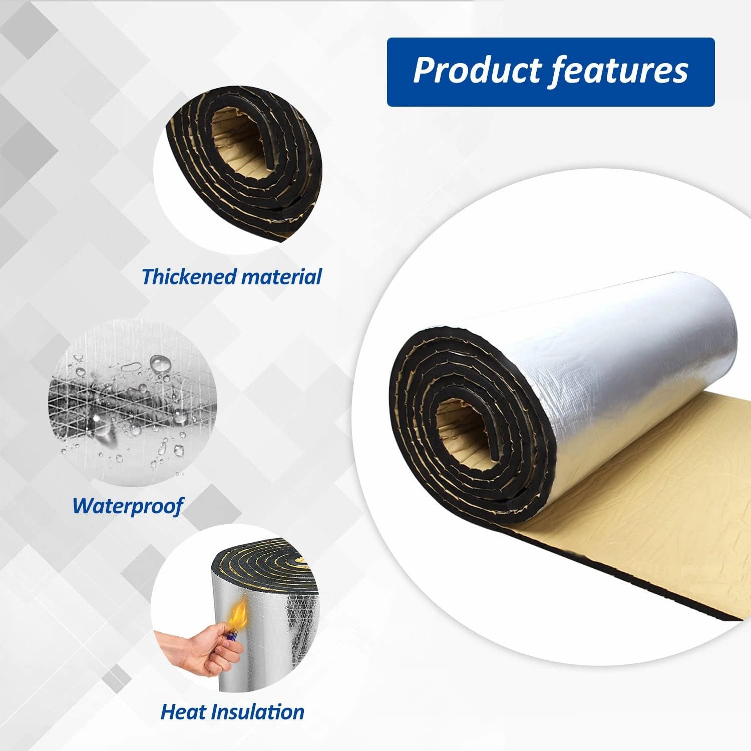 Car Heat Sound Deadening Insulation Mat, - 394 Mil 10.8 Sqft Automobile Sound Deadening & Heat Insulation Material for Auto Hood Engine Roof Door and Trunk,40 Inch x 40 Inch, Aluminum Foil Finish