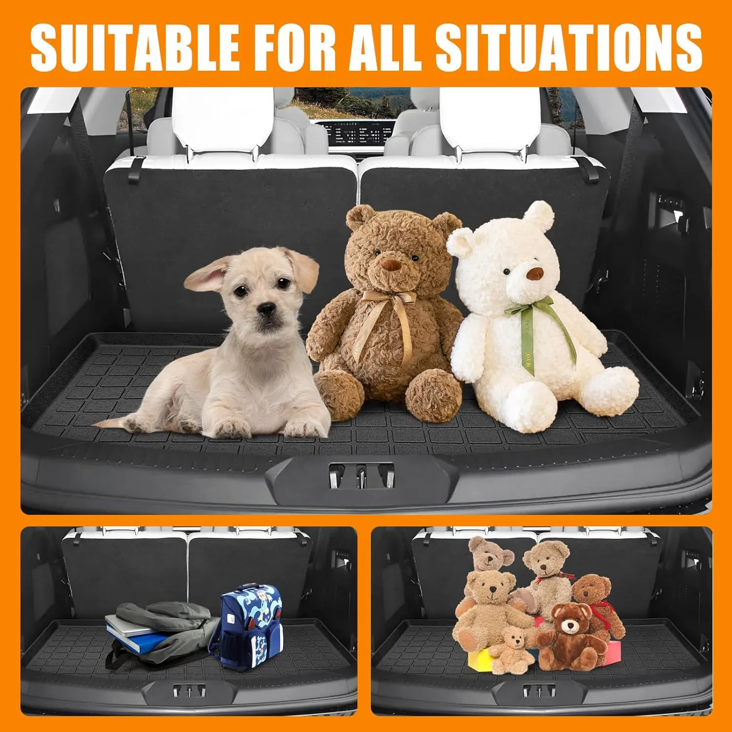 Cargo Mat Compatible with 2020-2024 Ford Explorer Accessories,Cargo Liner Rear Trunk Mat 6&7 Passenger TPE Material All-Weather Protector（Trunk Mat）