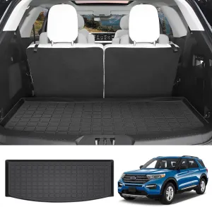 Cargo Mat Compatible with 2020-2024 Ford Explorer Accessories,Cargo Liner Rear Trunk Mat 6&7 Passenger TPE Material All-Weather Protector（Trunk Mat）