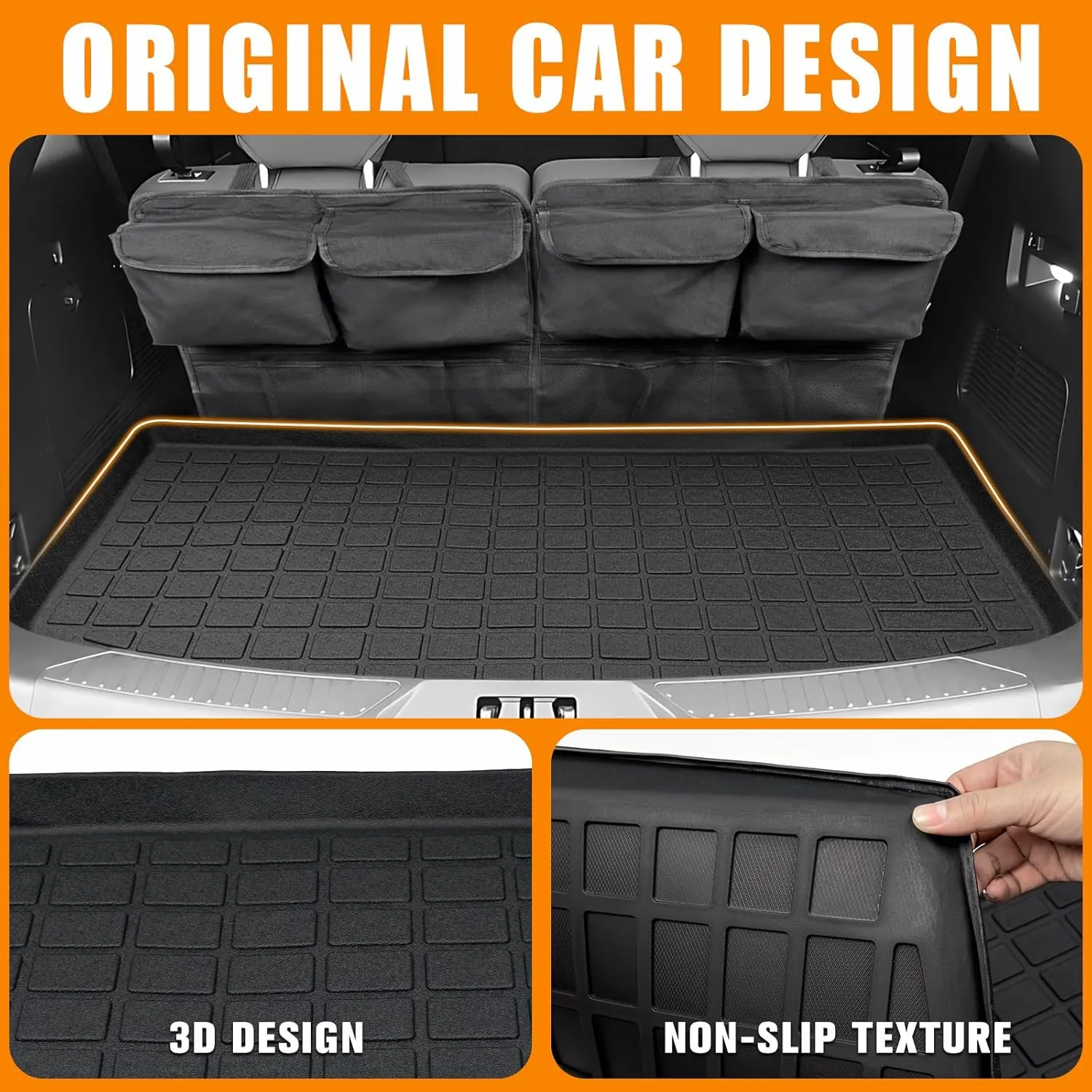 Cargo Mat Trunk Organizer Compatible with 2020-2024 Ford Explorer Accessories,Cargo Liner Storage Bag Rear Trunk Mat 6&7 Passenger TPE Material All-Weather Protector（Trunk Mat Organizer）
