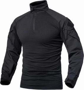CARWORNIC Men's Tactical Combat Shirt, 1/4 Zipper Long Sleeve Camo Army Military T Shirt