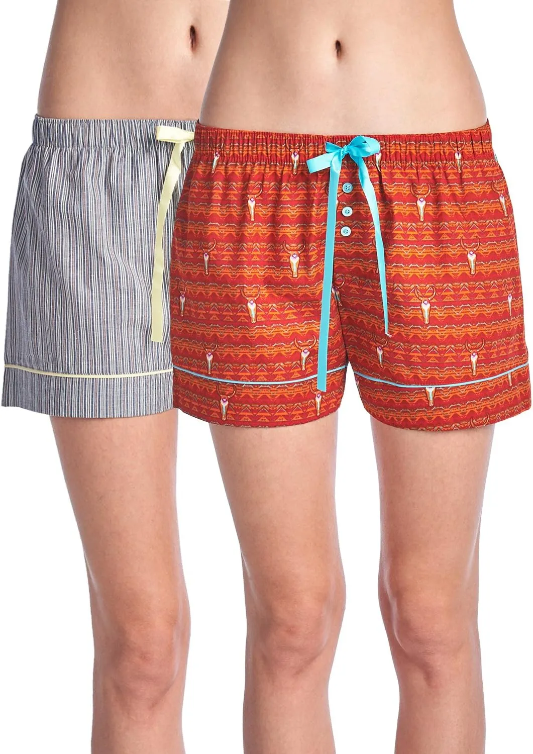 Casual Nights Women's 2 Pack Cotton Woven Lounge Boxer Shorts
