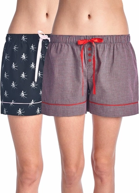 Casual Nights Women's 2 Pack Cotton Woven Lounge Boxer Shorts