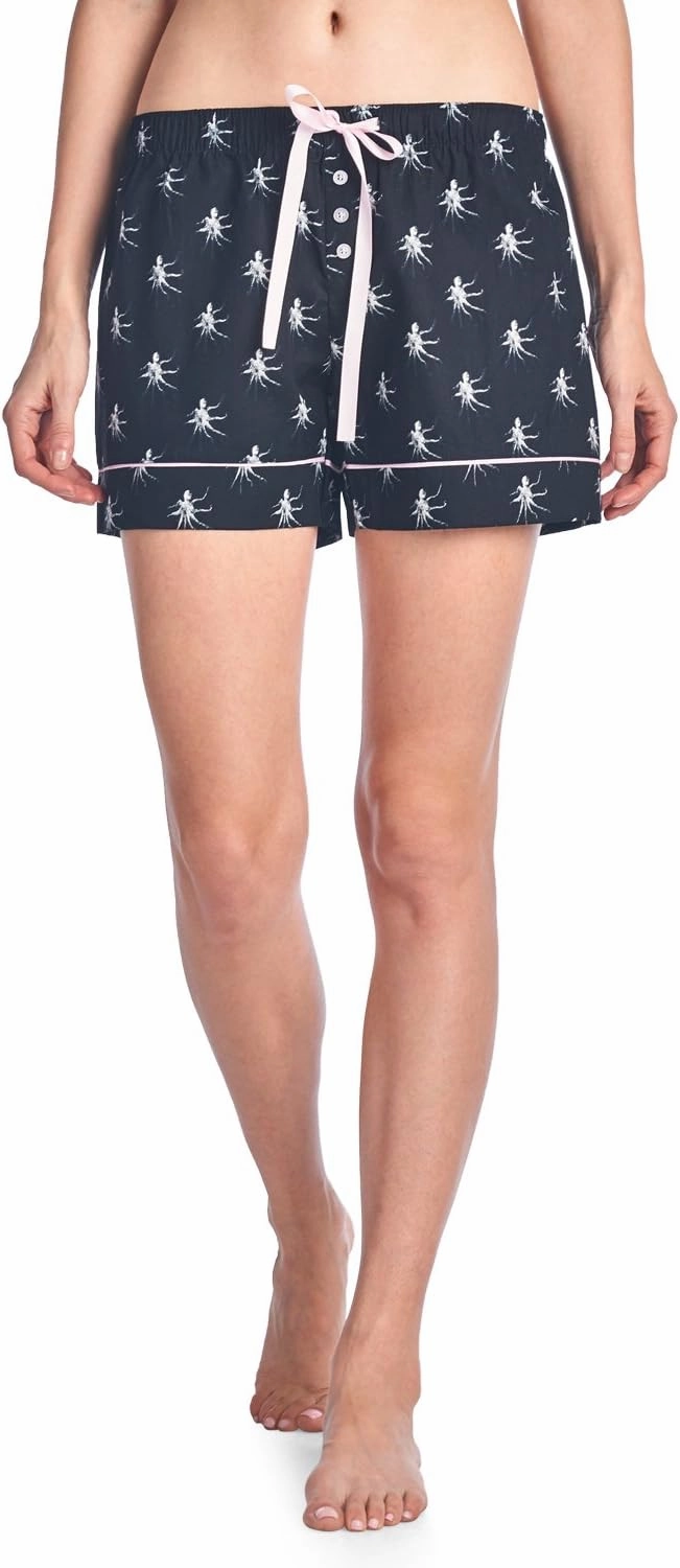Casual Nights Women's 2 Pack Cotton Woven Lounge Boxer Shorts