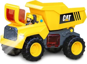 CAT Construction Toys, Power Action Crew 12" Dump Truck with Action Figure, Lights and Sounds, Ages 3 and up
