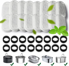 Cat Water Fountain Filters,Cat Fountain Replacement Filters for Stainless Steel 108oz/3.2L&67oz/2L Adjustable Water Flow Pet Water Fountain,Dog Water Fountain (16 16 Pack)