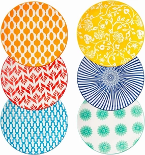 Ceramic Dessert Plates Set - 6 Inch Small Appetizer Plates for Kitchen - Salad Plate for Cake Snacks Side Dish, Microwave Dishwasher Safe, Gift, Assorted Colors