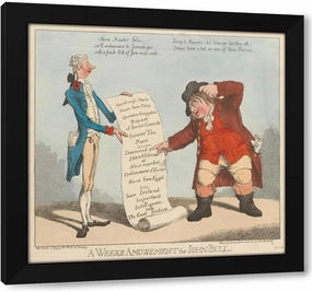 Charles Ansell 38x36 Huge Black Modern Framed Art Print Titled: A Weeks Amusement for John Bull (1799)