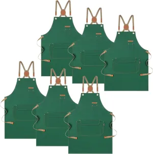 Chef Apron with Cross Back Straps for Men Women, Cotton Canvas Apron for Artists Painting, Kitchen Cooking
