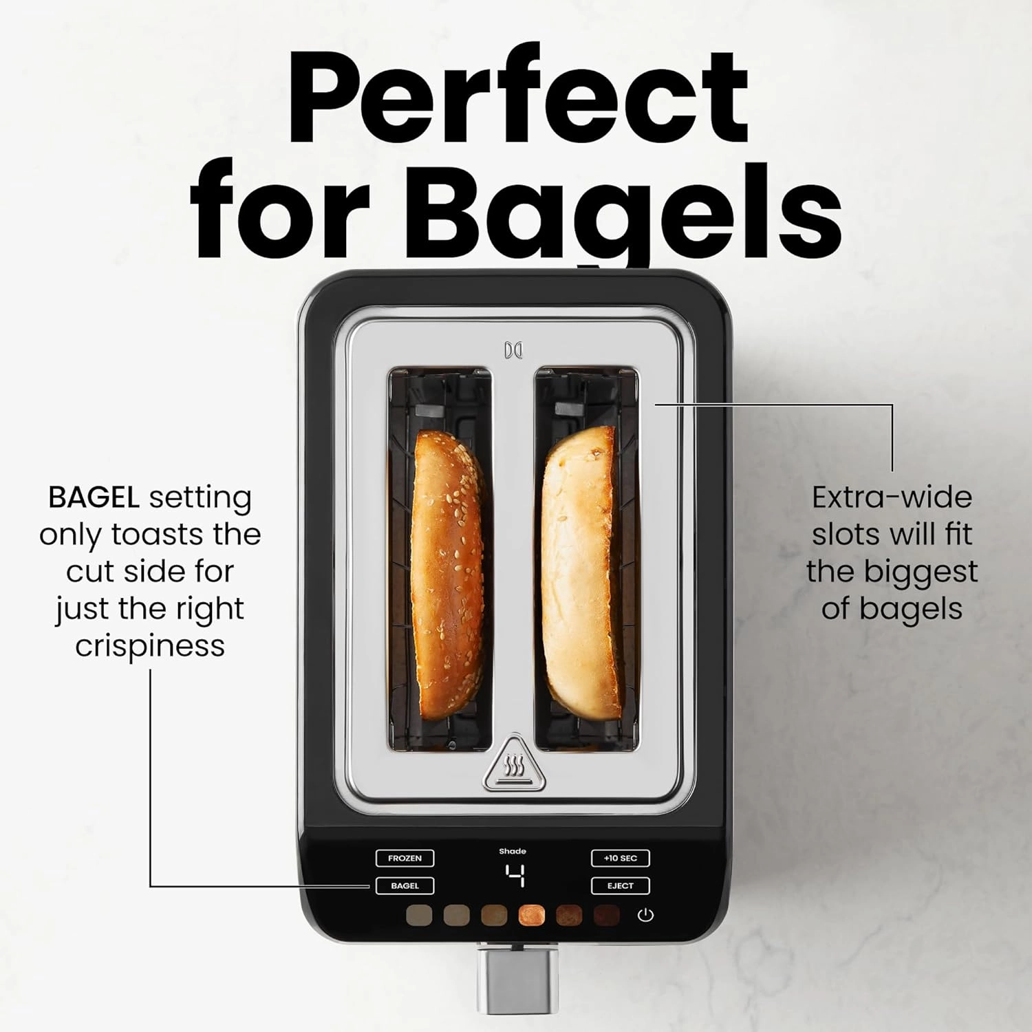 Chefman Smart Touch 2 Slice Digital Toaster, 6 Shade Settings, Touchscreen Controls, Extra-Wide Slots for Thick Breads & Bagels,  10 Seconds, Defrost, Removable Crumb Tray – Stainless Steel