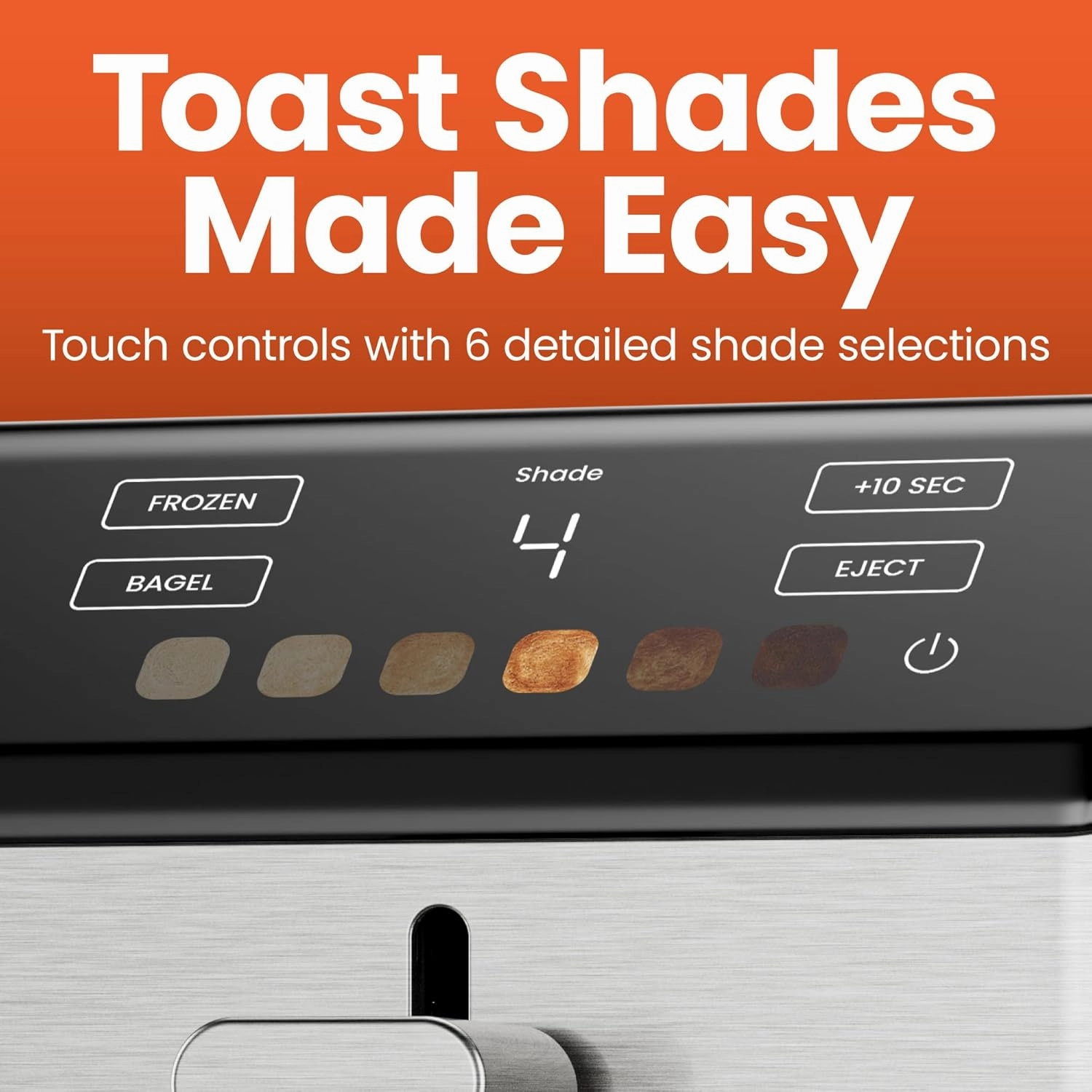 Chefman Smart Touch 2 Slice Digital Toaster, 6 Shade Settings, Touchscreen Controls, Extra-Wide Slots for Thick Breads & Bagels,  10 Seconds, Defrost, Removable Crumb Tray – Stainless Steel
