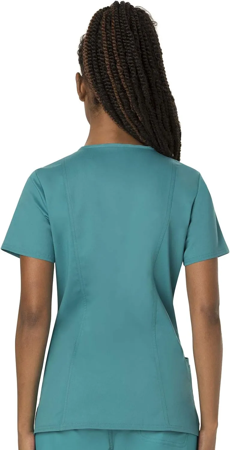 Cherokee Scrub Set For Women Modern Classic Fit 3 Pockets V-Neck Top WW620 with 5 Pockets Moderate Flare Leg Pant WW120