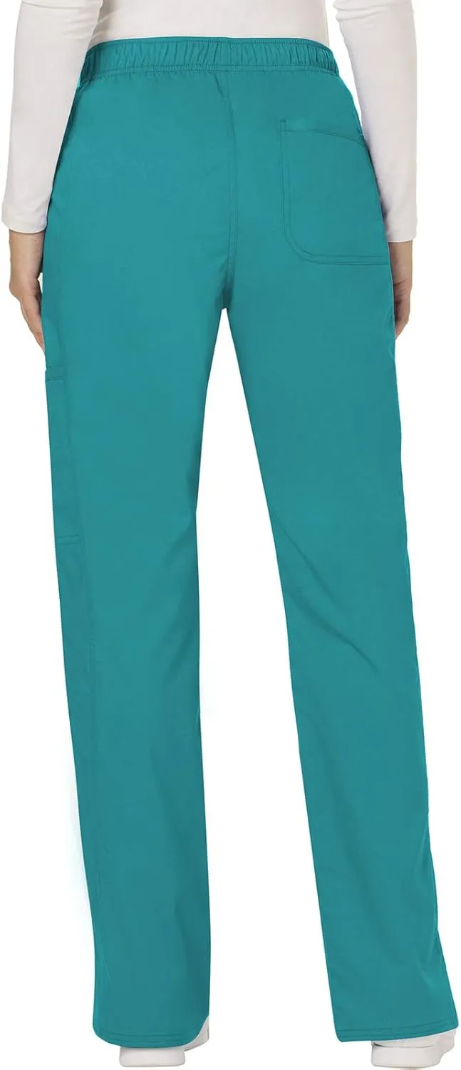 Cherokee Scrub Set For Women Modern Classic Fit 3 Pockets V-Neck Top WW620 with 5 Pockets Moderate Flare Leg Pant WW120