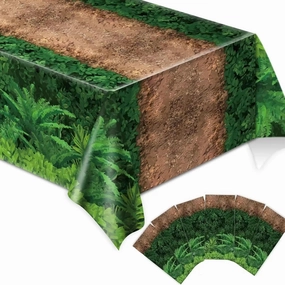 Chiazllta 6pcs Forest Path Tablecloth Dinosaur Table Covers Woodland Birthday Party Supplies Safari Jungle Party Decoration for Baby Shower, Picnic, Camping 105 x 54 inch