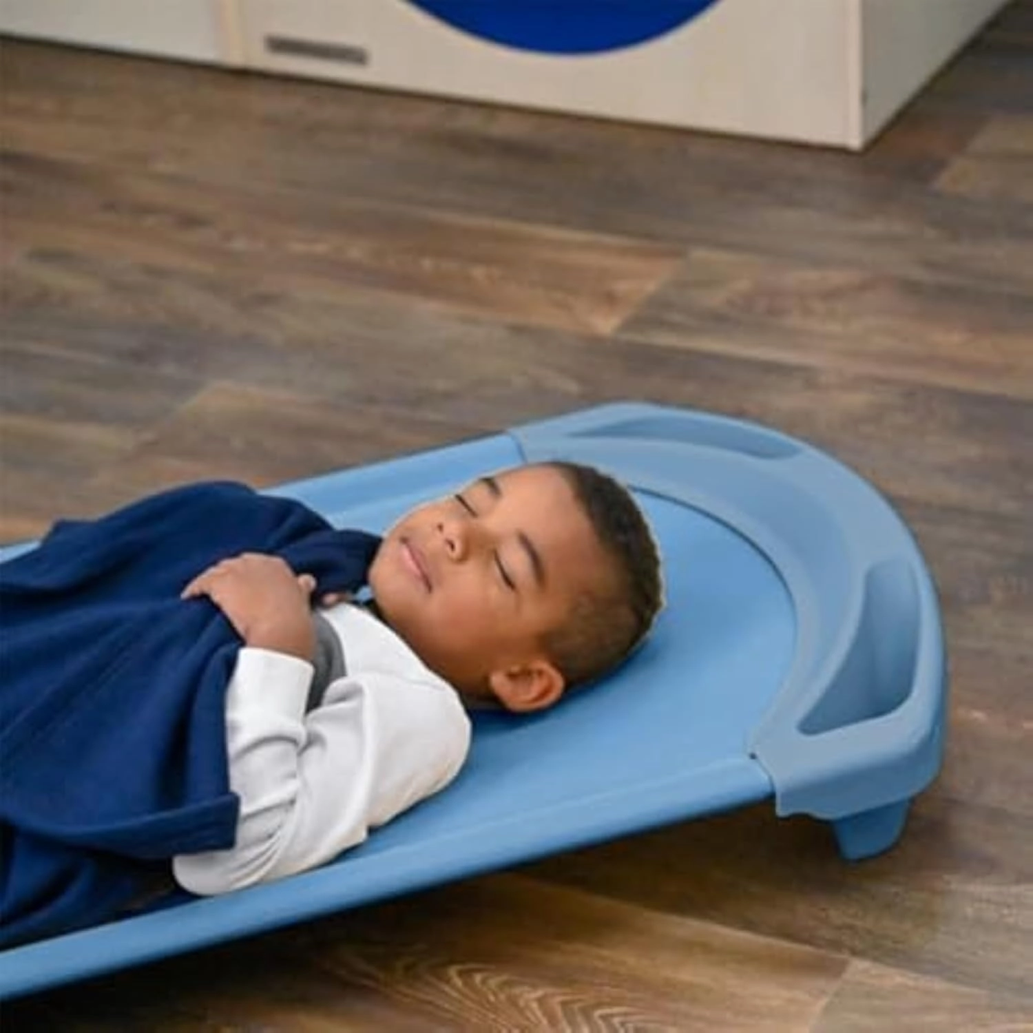 Children’s Factory SpaceLine Nap Cots, Kids Daycare and Preschool Sleeping Cot, Toddler Size, Set of 4, Wedgewood Blue
