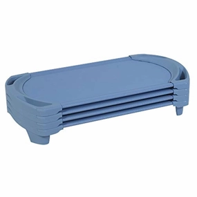 Children’s Factory SpaceLine Nap Cots, Kids Daycare and Preschool Sleeping Cot, Toddler Size, Set of 4, Wedgewood Blue