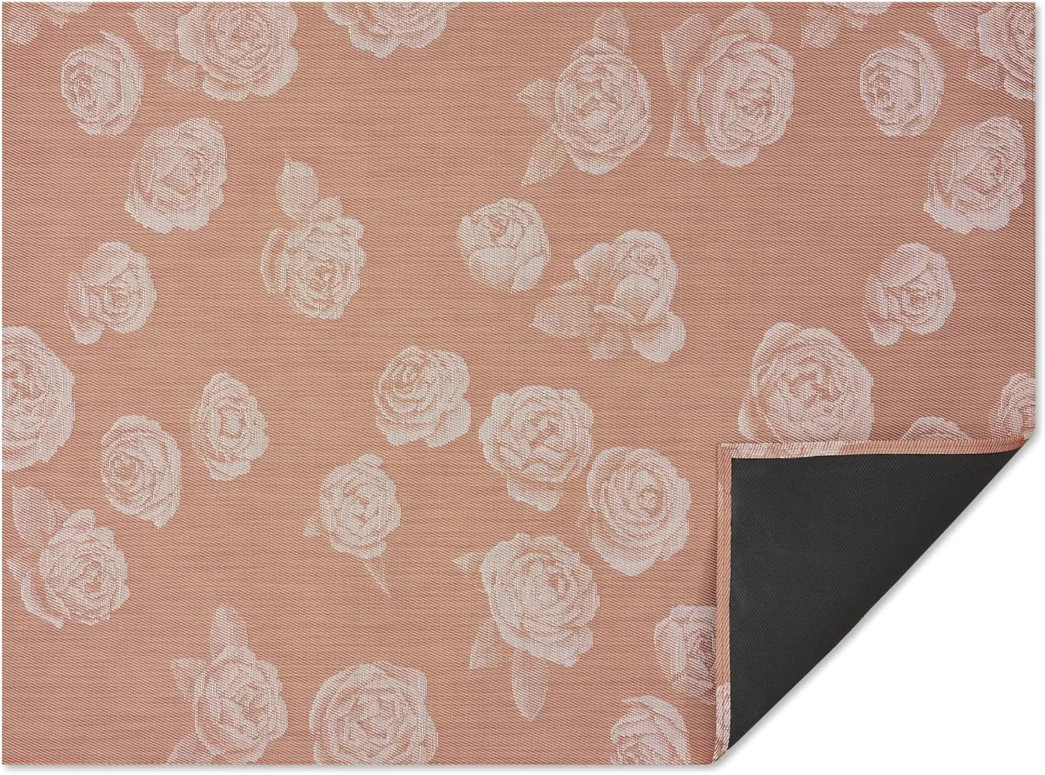 Chilewich Martha by Martha Stewart Rosette Rug in Burnt Coral - 35" x 48" - Easy Care - Premium Indoor/Outdoor Floor Mat for Entry, Kitchen, Bath, Pool with Non-Slip Backing
